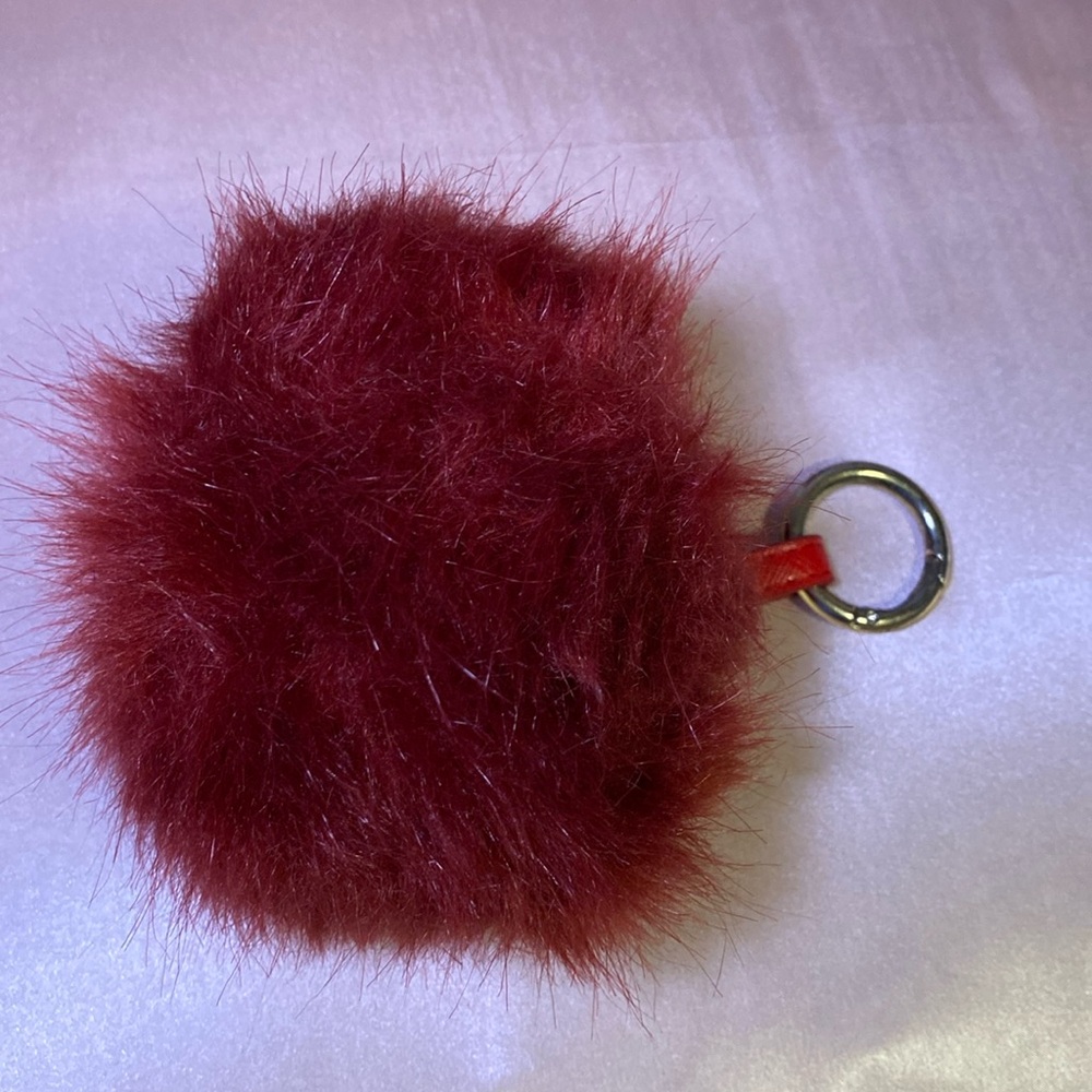 Burgundy Poof Keychain